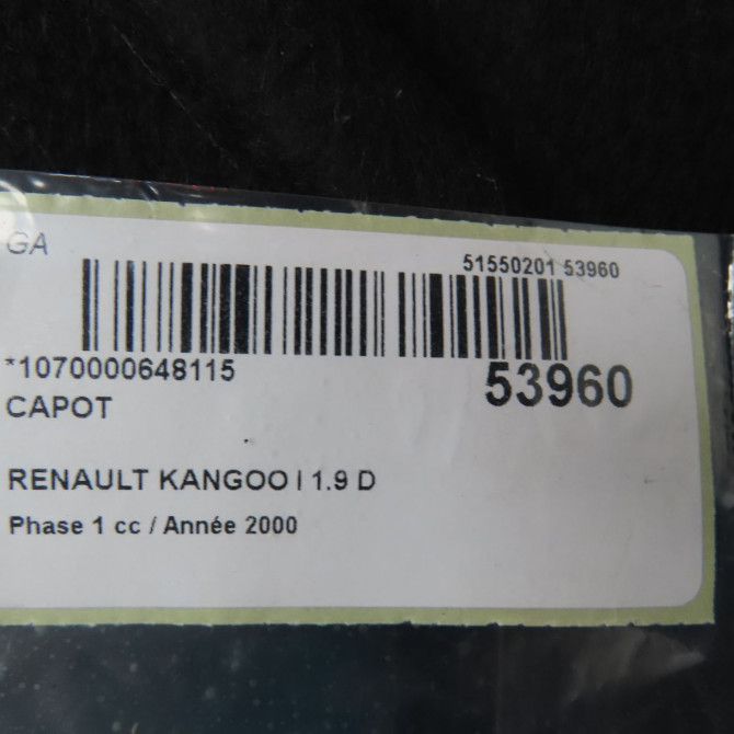 Capot occasion RENAULT KANGOO I Phase 1 09-1997->06-2003 1.9 D 65ch 7751468946 4