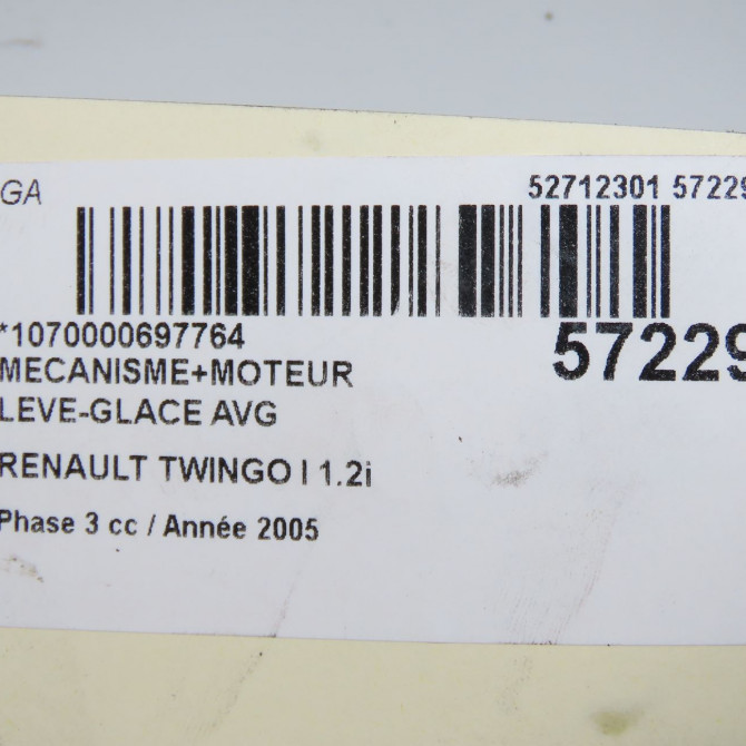 Mecanisme+moteur leve-glace avg occasion RENAULT TWINGO I Phase 3 08-2000->06-2007 1.2i 8200051779 5