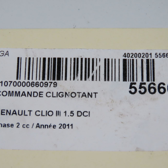 Commande clignotant occasion RENAULT CLIO III Phase 2 03-2009->12-2014 1.5 DCI 85ch 255405605R 5