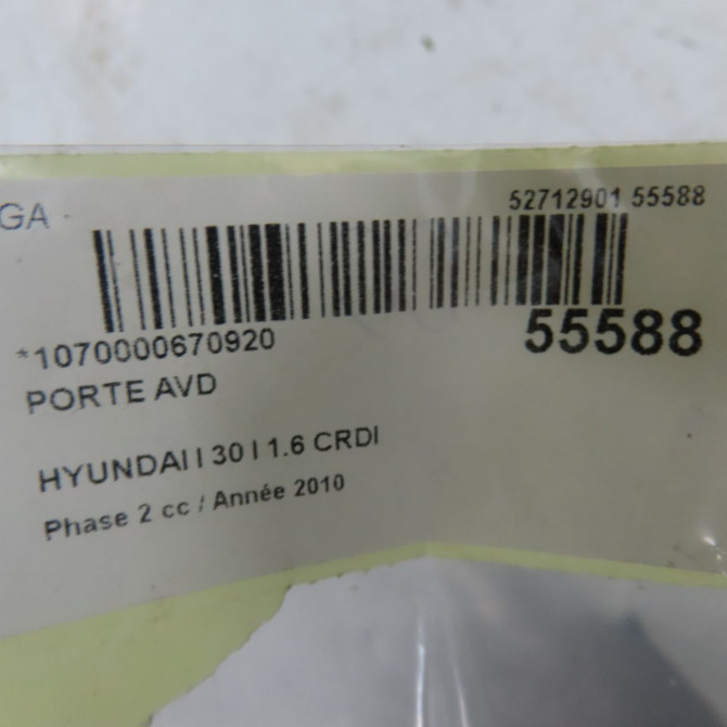 Porte avant droite occasion HYUNDAI I 30 I Phase 2 07-2010->05-2012 1.6 CRDI 115ch 760042R010 4