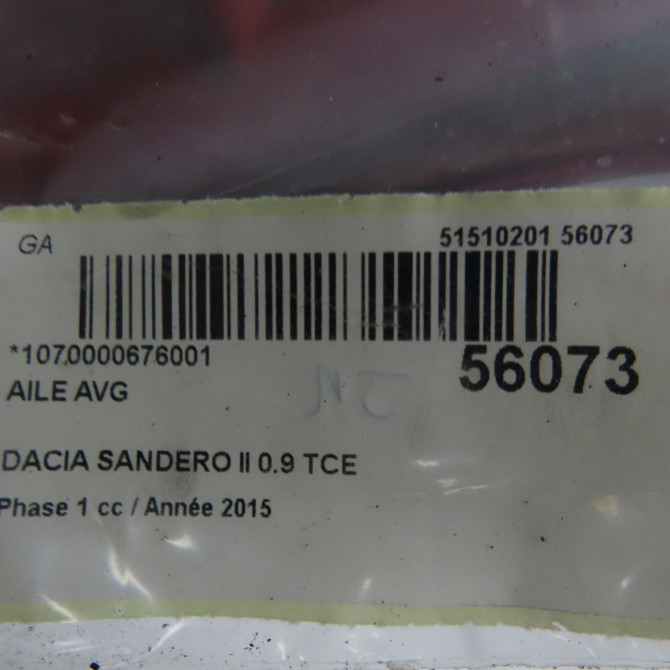 Aile avant gauche occasion DACIA SANDERO II Phase 1 10-2012->... 0.9 TCE 90ch 631019973R 4