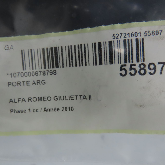 Porte arrière gauche occasion ALFA ROMEO GIULIETTA II Phase 1 03-2010->12-2013 1.6 JTDM 105ch 6000634838 5