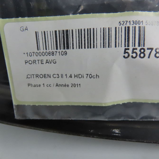 Porte avant gauche occasion CITROEN C3 II Phase 1 11-2009->02-2013 1.4 HDi 70ch 9002AZ 6