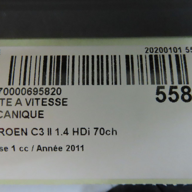 Boîte à vitesse mecanique occasion CITROEN C3 II Phase 1 11-2009->02-2013 1.4 HDi 70ch 2231H1 7