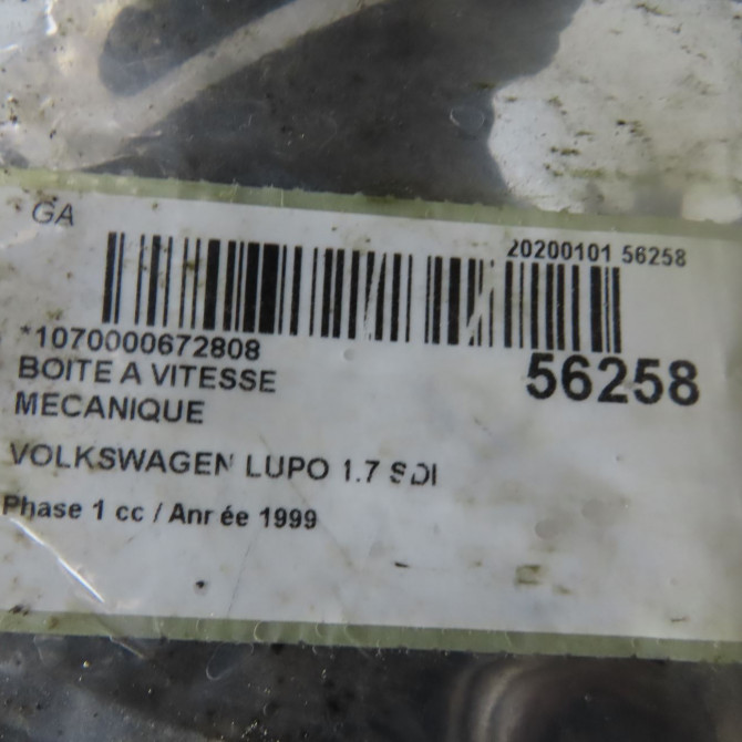 Boîte à vitesse mecanique occasion VOLKSWAGEN LUPO Phase 1 10-1998->06-2005 1.7 SDI 85300053KX 7