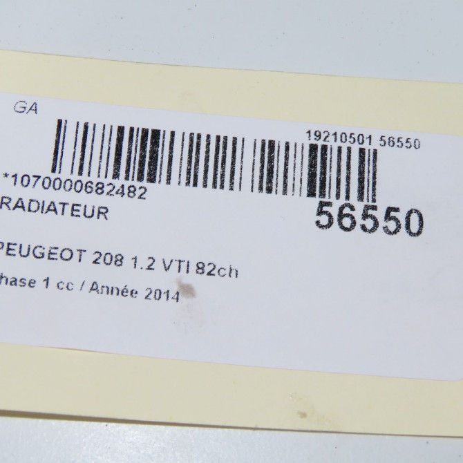 Radiateur occasion PEUGEOT 208 208 Phase 1 2012-03-01->2015-09-30 1.2 VTI 82ch 1330Q5 4