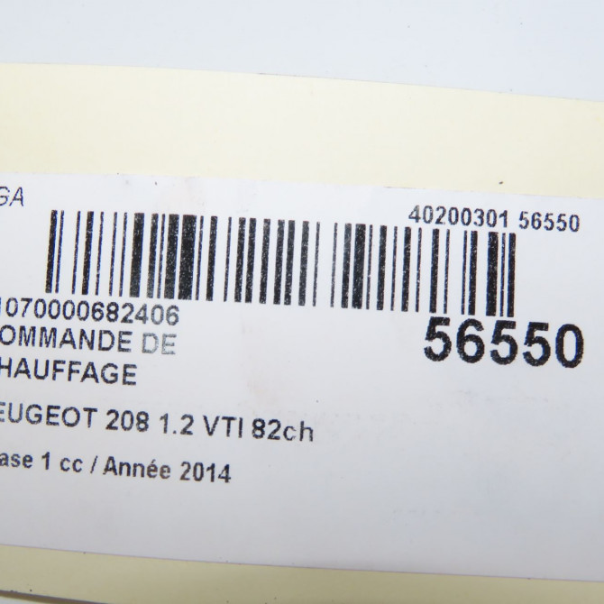 Commande de chauffage occasion PEUGEOT 208 208 Phase 1 2012-03-01->2015-09-30 1.2 VTI 82ch 9819611580 6