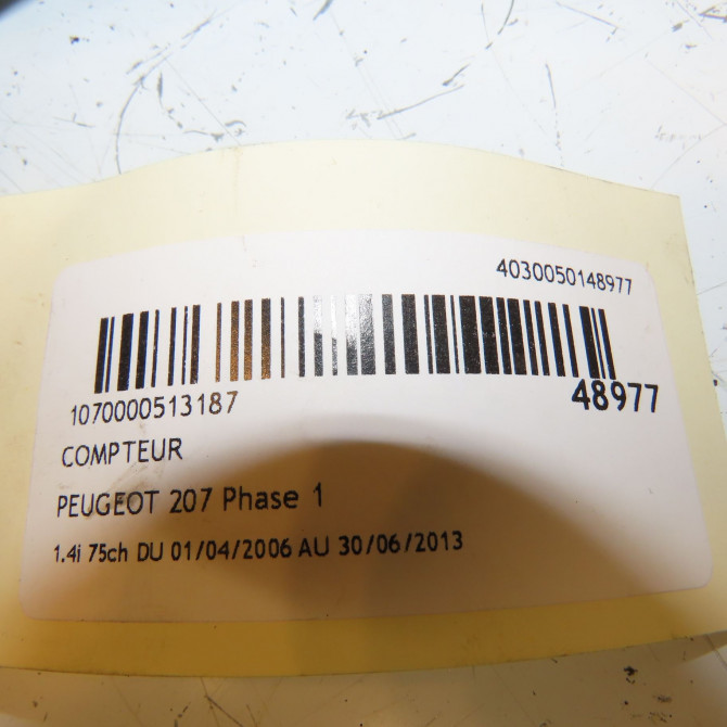 Compteur occasion PEUGEOT 207 Phase 1 04-2006->06-2013 1.4i 75ch 6103JT 5