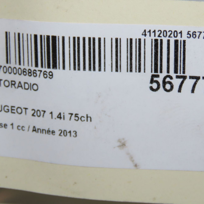 Autoradio occasion PEUGEOT 207 Phase 1 04-2006->06-2013 1.4i 75ch 16106920XT 5