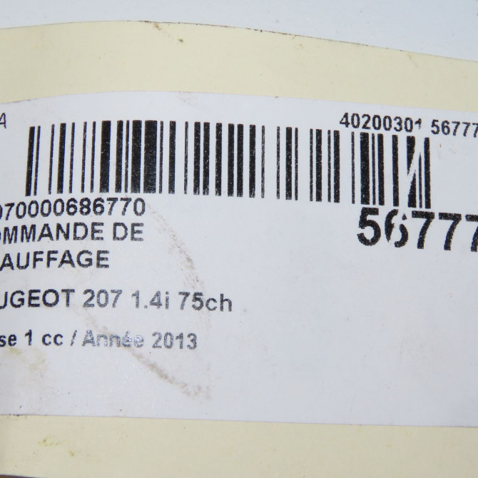 Commande de chauffage occasion PEUGEOT 207 Phase 1 04-2006->06-2013 1.4i 75ch 6452Q6 6