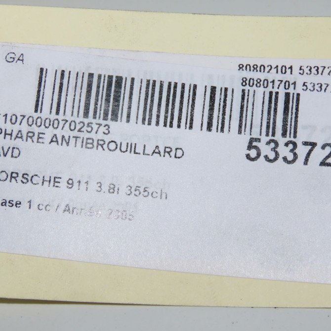 Phare antibrouillard avant droit occasion PORSCHE 911 Phase 1 07-2004->07-2008 3.8i 355ch 99763108207 6
