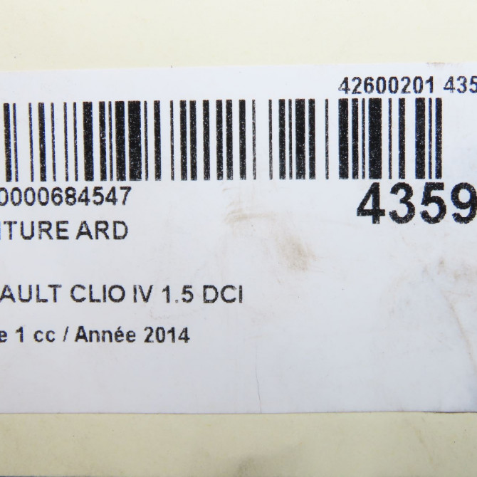 Ceinture arrière droite occasion RENAULT CLIO IV Phase 1 07-2012->... 1.5 DCI 90ch 888404130R 5