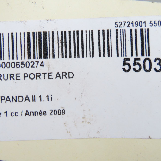 Serrure porte ard occasion FIAT PANDA II Phase 1 09-2003->12-2012 1.1i 51917892 6