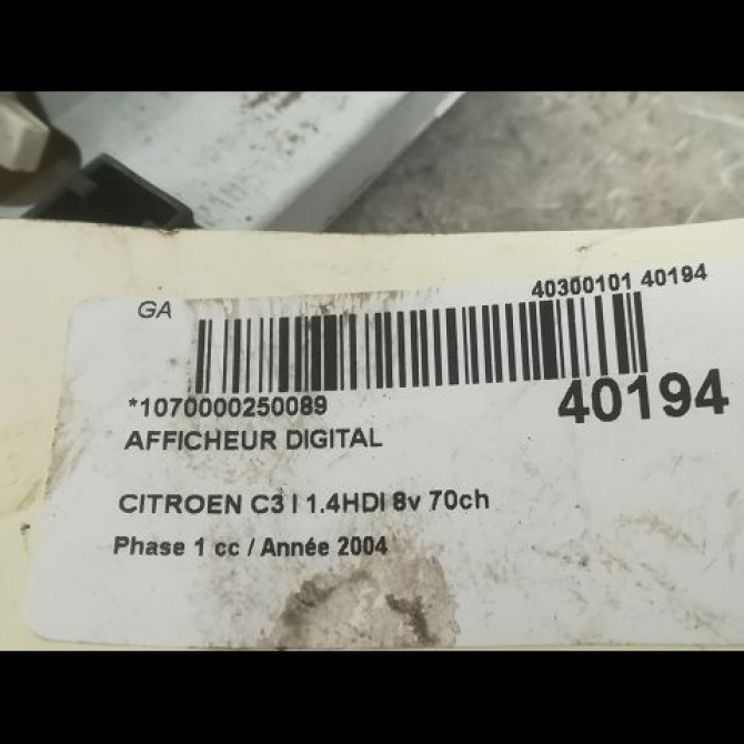 Afficheur digital occasion CITROEN C3 I Phase 1 04-2002->10-2005 1.4HDI 8v 70ch 3