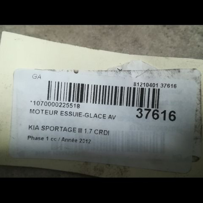 Moteur essuie-glace avant occasion KIA SPORTAGE III Phase 1 09-2010->... 1.7 CRDI 115ch 3