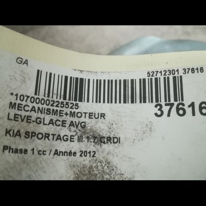 Mecanisme+moteur leve-glace avg occasion KIA SPORTAGE III Phase 1 09-2010->... 1.7 CRDI 115ch 3