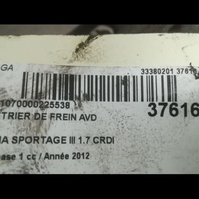 Etrier de frein avant droit occasion KIA SPORTAGE III Phase 1 09-2010->... 1.7 CRDI 115ch 3