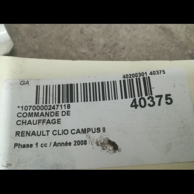 Commande de chauffage occasion RENAULT CLIO CAMPUS II Phase 1 07-2006->07-2009 1.5 DCI 65ch 3