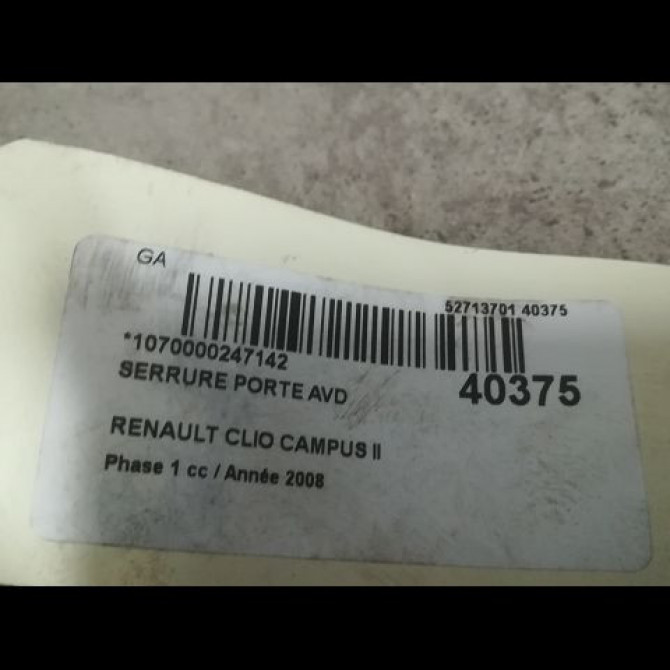 Serrure porte avd occasion RENAULT CLIO CAMPUS II Phase 1 07-2006->07-2009 1.5 DCI 65ch 7701473172 3
