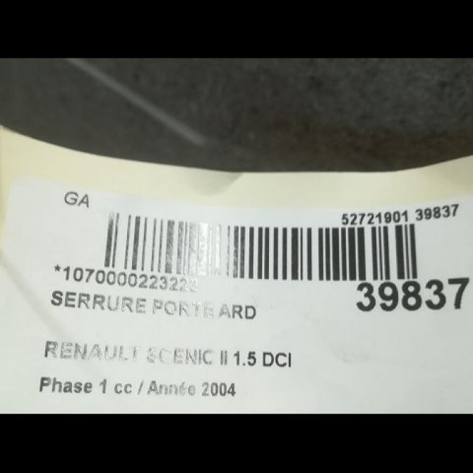 Serrure porte ard occasion RENAULT SCENIC II Phase 1 03-2004->09-2006 1.5 DCI 100ch 8200119332 3