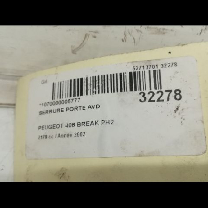 Serrure porte avd occasion PEUGEOT 406 Phase 2 04-1999->04-2004 9136J6 5