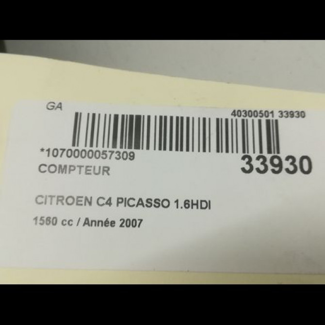 Compteur occasion CITROEN C4 PICASSO I Phase 1 01-2007->10-2013 1.6 HDi 16v 110ch 6103V4 4