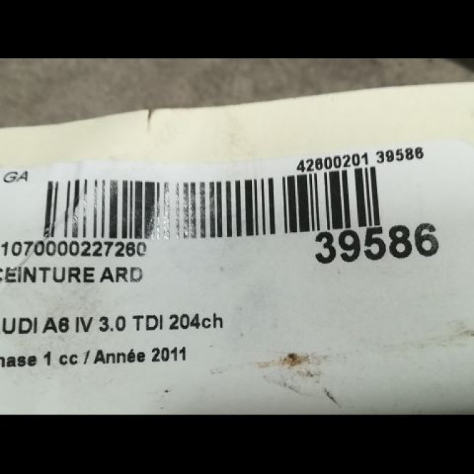 Ceinture arrière droite occasion AUDI A6 IV phase 1 02-2012->02-2015 3.0 TDI 204ch 4G8857805GXXZ 4