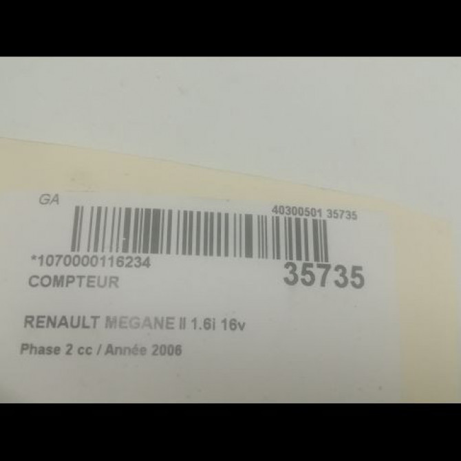 Compteur occasion RENAULT MEGANE II Phase 2 01-2006->06-2009 1.6i 16v 110ch 8200793126 3