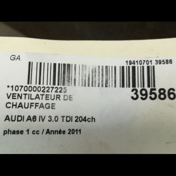 Ventilateur de chauffage occasion AUDI A6 IV phase 1 02-2012->02-2015 3.0 TDI 204ch 4H1820021C 3