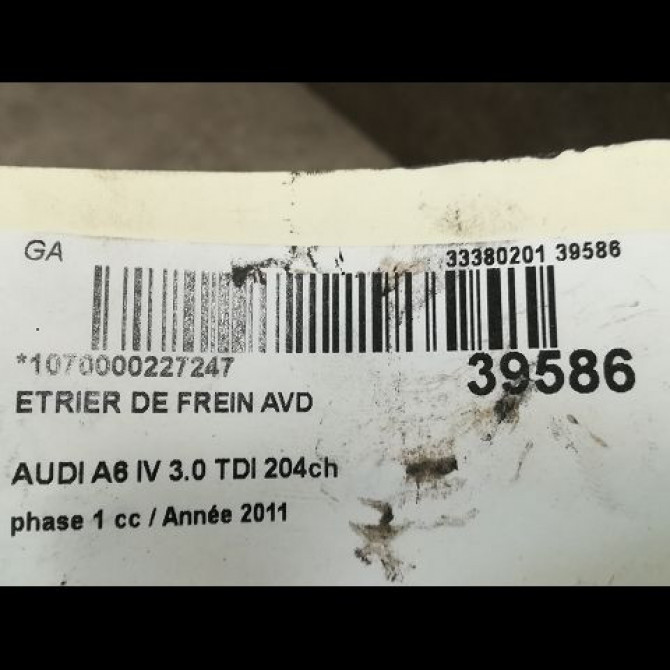 Etrier de frein avant droit occasion AUDI A6 IV phase 1 02-2012->02-2015 3.0 TDI 204ch 4G0615124K 3