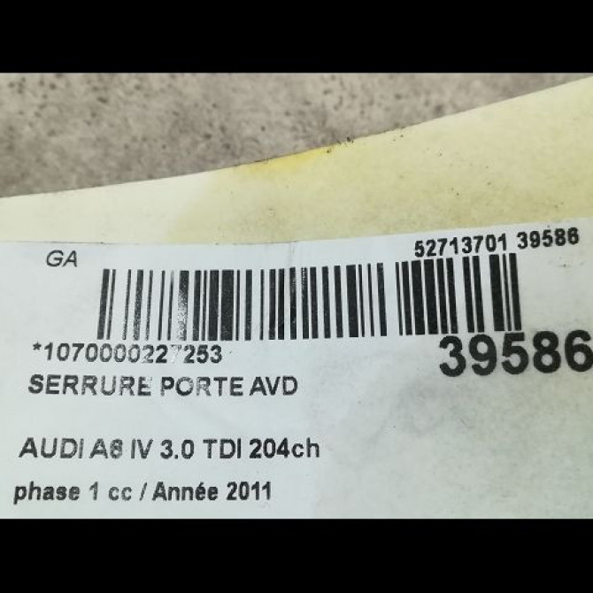 Serrure porte avd occasion AUDI A6 IV phase 1 02-2012->02-2015 3.0 TDI 204ch 8J1837016F 3