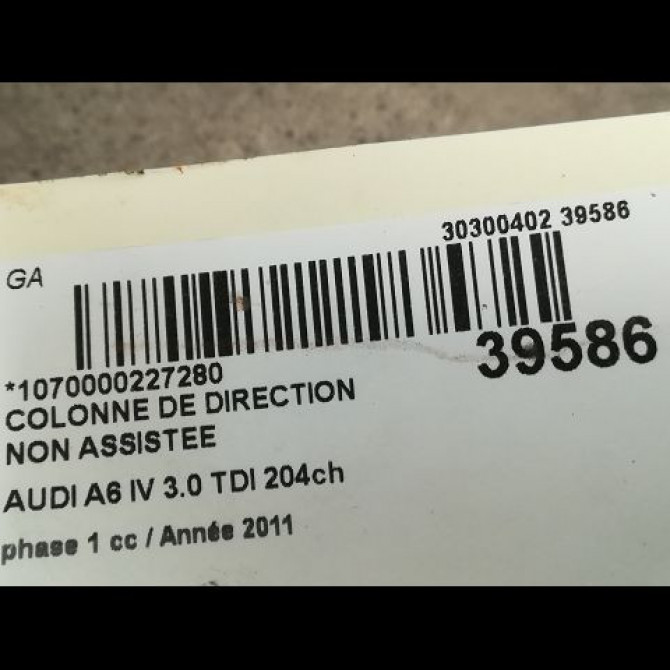 Colonne de direction non assistee occasion AUDI A6 IV phase 1 02-2012->02-2015 3.0 TDI 204ch 4G0419502AB 3