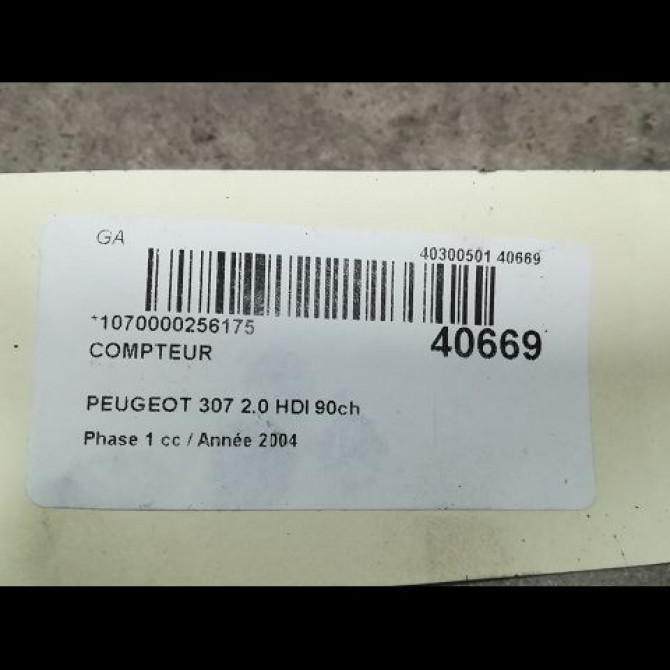 Compteur occasion PEUGEOT 307 Phase 1 04-2001->06-2005 2.0 HDI 90ch 6105KS 3