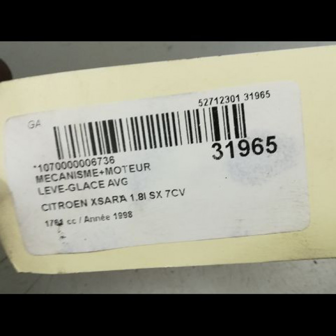 Mecanisme+moteur leve-glace avg occasion CITROEN XSARA Phase 1 02-1998->09-2000 1.8i 4