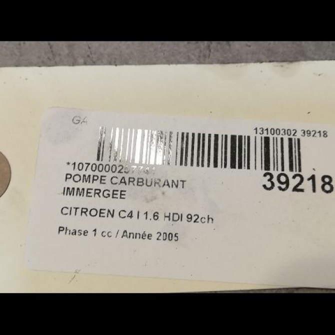 Pompe à carburant immergée occasion CITROEN C4 I Phase 1 11-2004->07-2008 1.6 HDI 92ch 1613302580 3