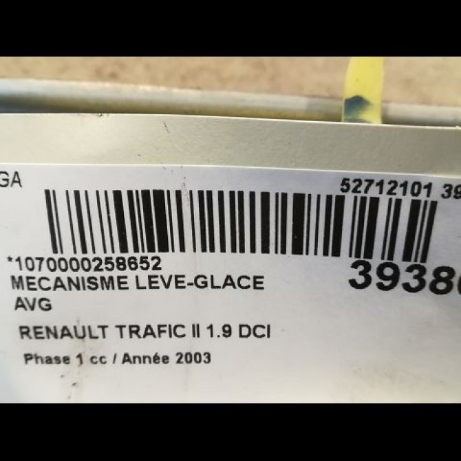Mécanisme lève-glace avant gauche occasion RENAULT TRAFIC II Phase 1 10-2001->08-2006 1.9 DCI 82ch 7700311818 3