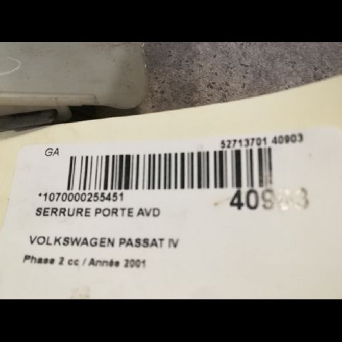 Serrure porte avd occasion VOLKSWAGEN PASSAT IV Phase 2 10-2000->03-2005 1.9 TDI 100ch 3B1837016C 3