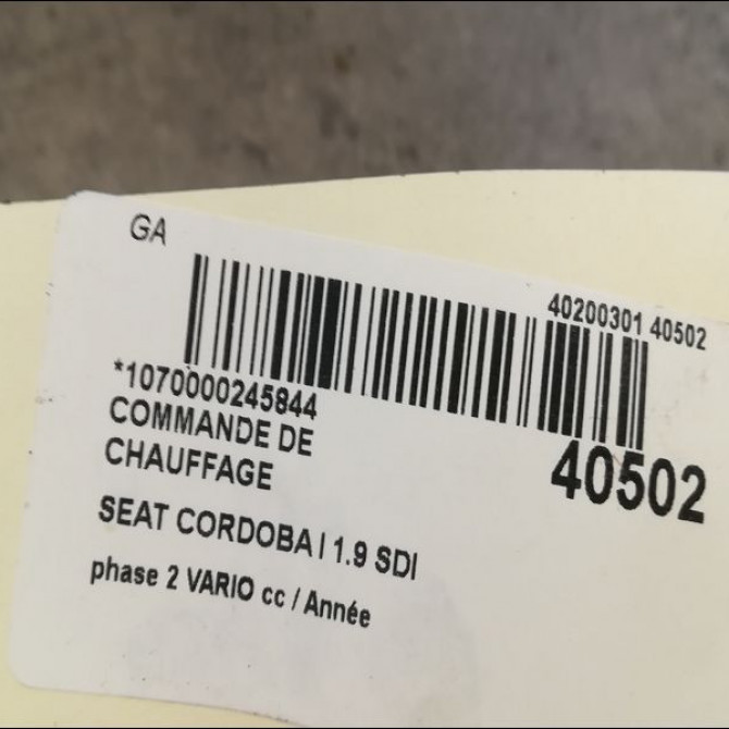 Commande de chauffage occasion SEAT CORDOBA I phase 2 VARIO 09-1999->10-2002 1.9 SDI 68ch 6K0819045E 3