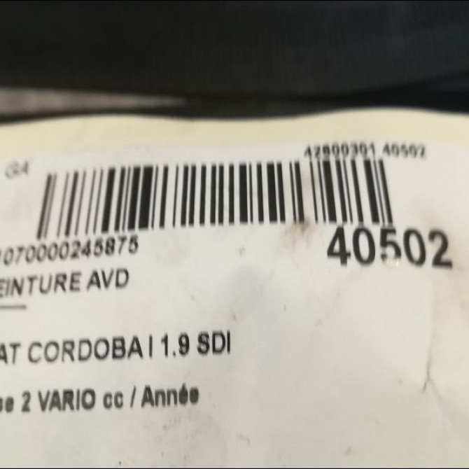 Ceinture avant droite occasion SEAT CORDOBA I phase 2 VARIO 09-1999->10-2002 1.9 SDI 68ch 3