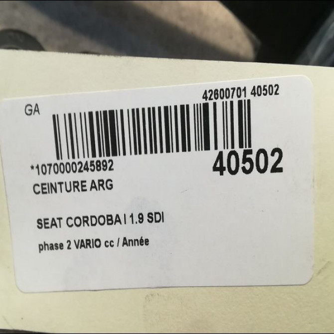 Ceinture arrière gauche occasion SEAT CORDOBA I phase 2 VARIO 09-1999->10-2002 1.9 SDI 68ch 6K0857805EHCP 4