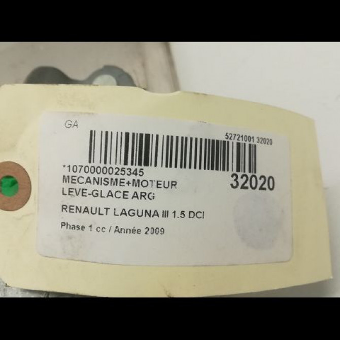 Mecanisme+moteur leve-glace arg occasion RENAULT LAGUNA III Phase 1 10-2007->10-2010 1.5 DCI 827010001R 5