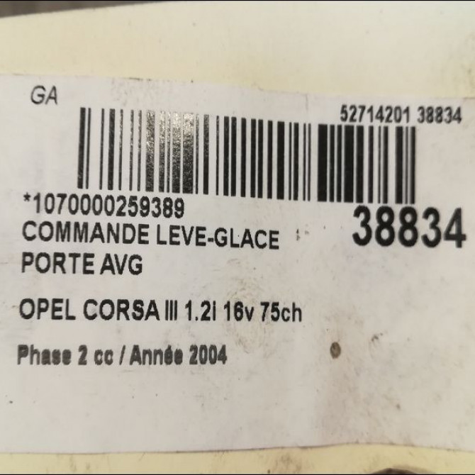 Commande lève-glace porte avant gauche occasion OPEL CORSA III Phase 2 08-2003->09-2006 1.2i 16v 75ch 24411030 3