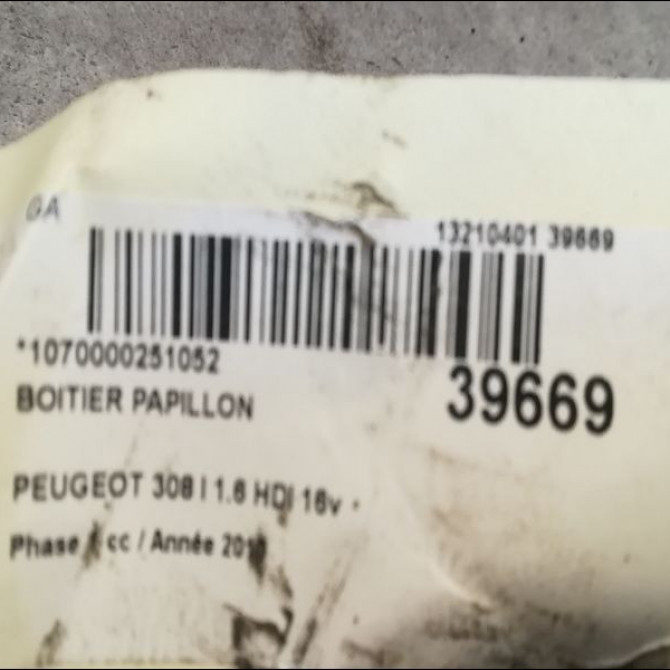 Boitier papillon occasion PEUGEOT 308 I Phase 1 09-2007->03-2011 1.6 HDI 16v 90ch 3