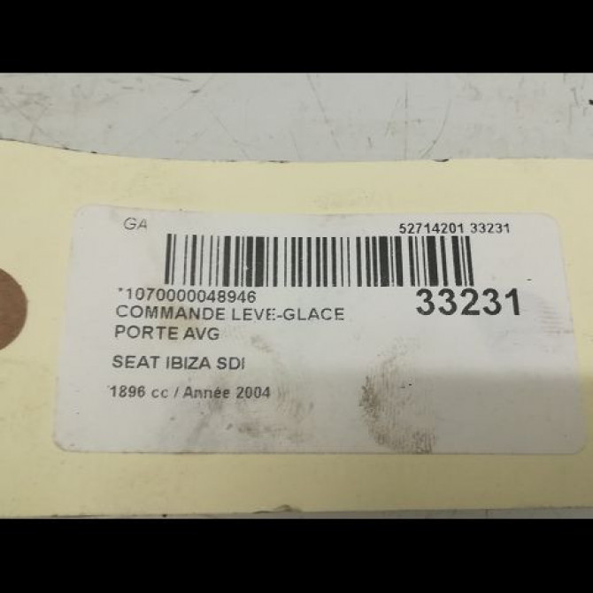 Commande lève-glace porte avant gauche occasion SEAT IBIZA III Phase 1 03-2002->03-2006 1.9 SDI 6Q09598589B9 5