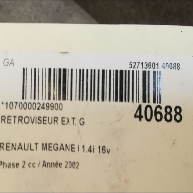 Retroviseur exterieur gauche occasion RENAULT MEGANE I Phase 2 03-1999->06-2003 1.4i 16v 7701471858 3