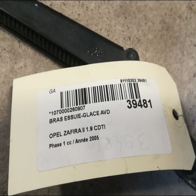 Bras essuie-glace avant droit occasion OPEL ZAFIRA II Phase 1 07-2005->12-2007 1.9 CDTI 120ch 13145563 2