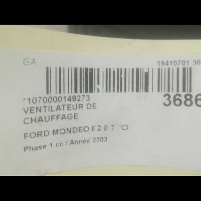 Ventilateur de chauffage occasion FORD MONDEO II Phase 1 09-2000->06-2007 2.0 TDCI 115ch 3