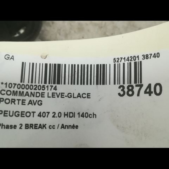 Commande lève-glace porte avant gauche occasion PEUGEOT 407 Phase 2 BREAK 07-2008->04-2011 2.0 HDI 140ch 3
