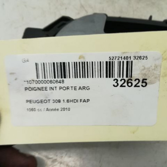Poignee int porte arg occasion PEUGEOT 308 I Phase 1 09-2007->03-2011 1.6 HDI 8v 112ch 9143Q1 3