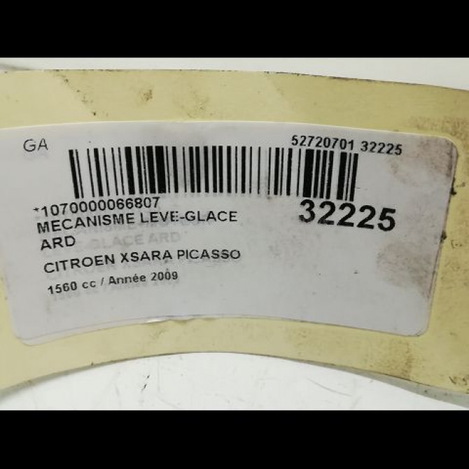 Mecanisme leve-glace arrière droit occasion CITROEN XSARA PICASSO Phase 1 12-1999->02-2004 1.6 HDi 92ch 922456 4